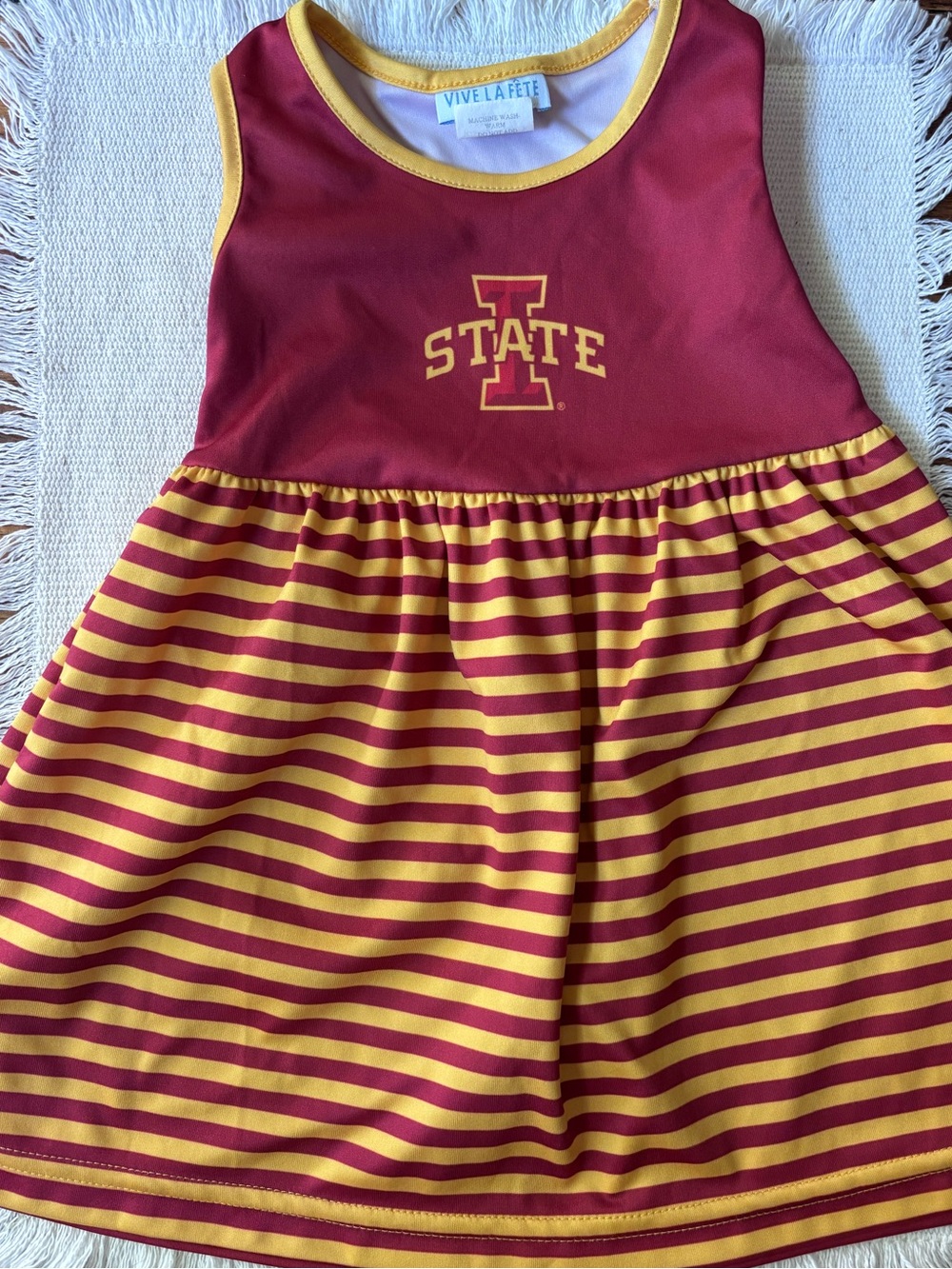 Vive La Fête Iowa State Striped Tank Dress - Maroon & Gold size 12 months